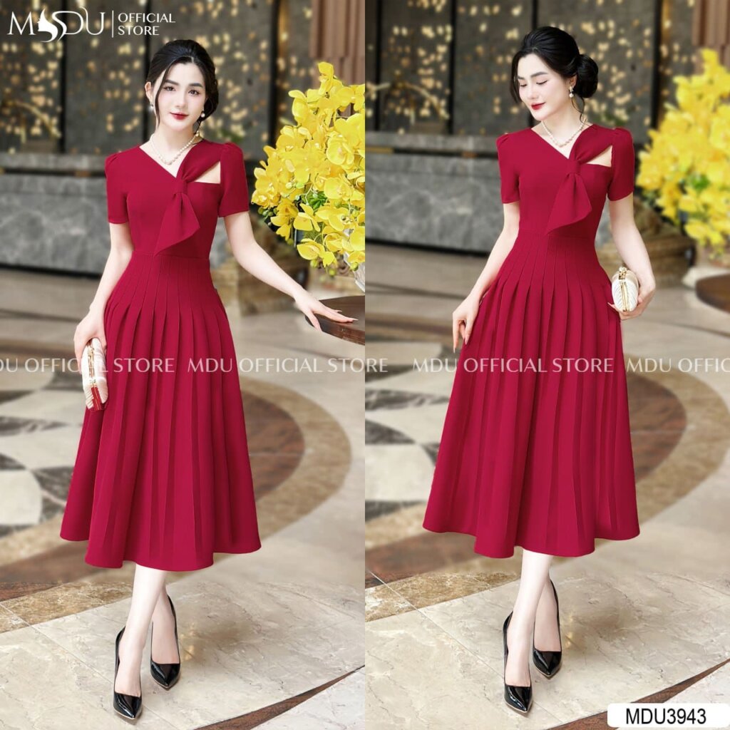 Lên Sóng Top 10+ Áo Đầm Dự Tiệc Cưới Tuổi 40 Tạo Ấn Tượng Khó Quên 4 Áo đầm dự tiệc cưới tuổi 40 dáng dài xếp ly tinh tế