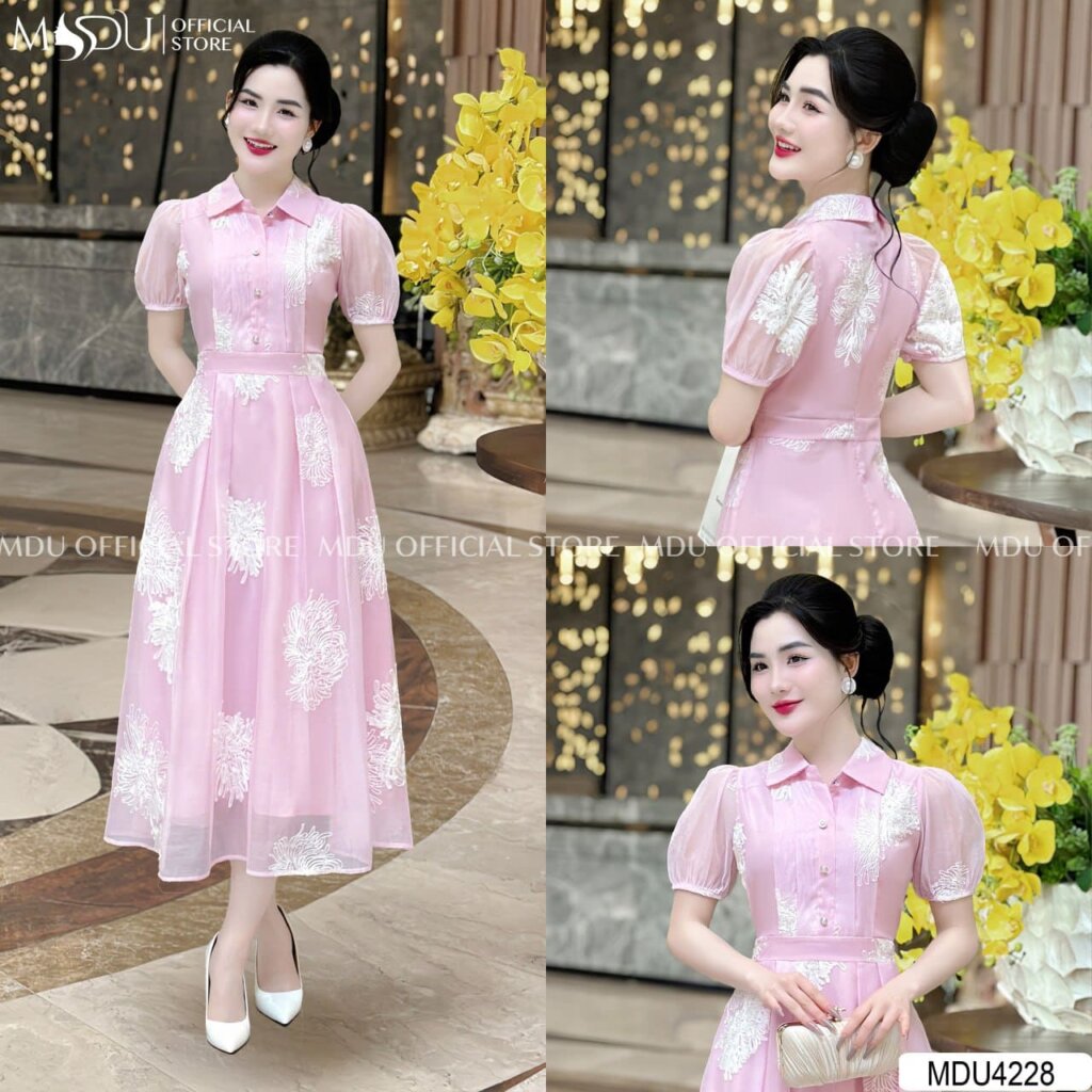 Top 10+ Mẫu Đầm Vest Dự Tiệc Sang Trọng, Hiện Đại Cho Phái Đẹp 9 Đầm Vest Dự Tiệc Màu Hồng Thêu Hoa