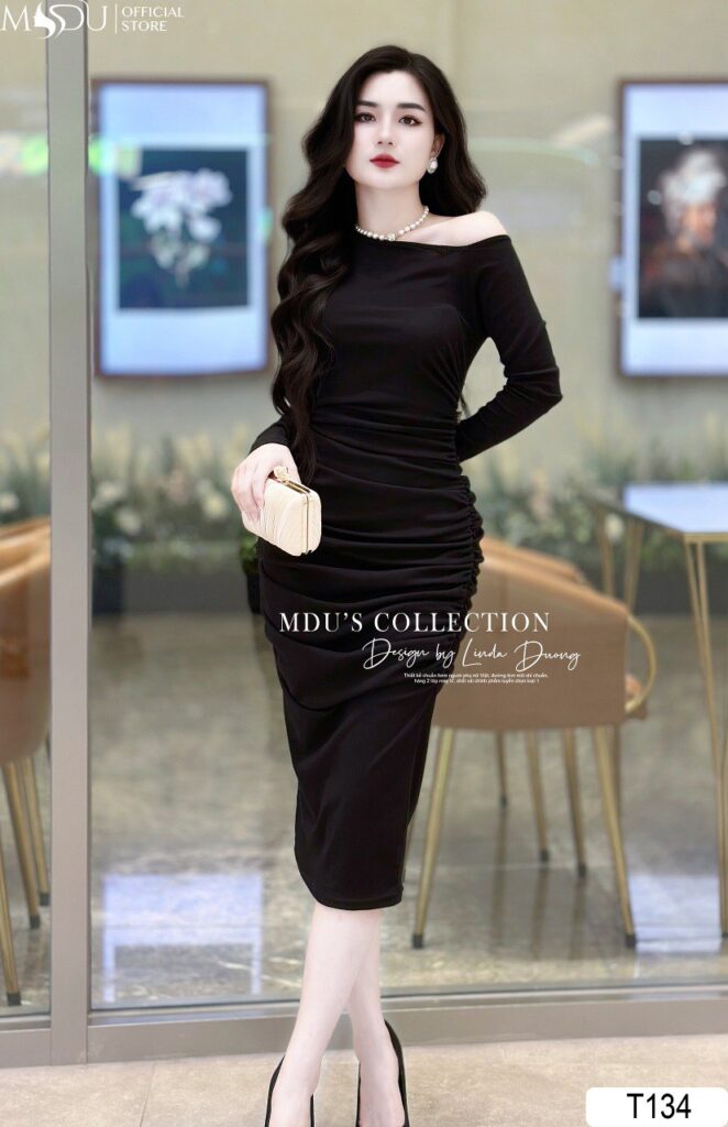 Top 10+ Mẫu Váy Len Body Cao Cấp Từ Thương Hiệu MDU Fashion 8 Váy len body lệch vai