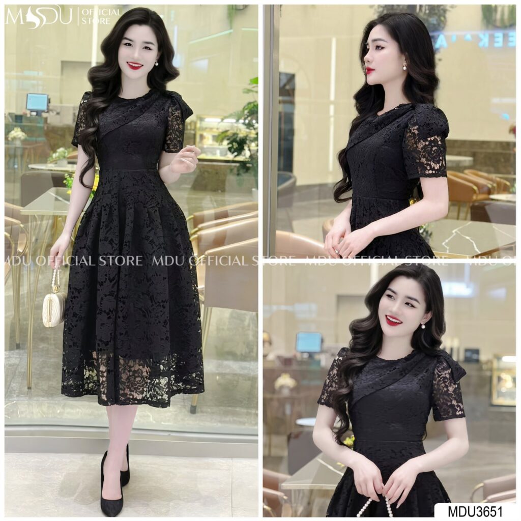 10+ Mẫu Váy Đen Công Sở Sang Trọng Và Thanh Lịch Cho Nàng Công Sở 8 Váy Đen Công Sở Chất Liệu Ren Tinh Tế
