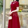 Váy Thiết Kế MDU4398 Tông Đỏ Trầm Cổ Sơ Mi Xếp 2 Tầng Cúc Đính Ngực Lôi Quấn 11 photo 2023 11 27 17 21 06 Mdu Fashion