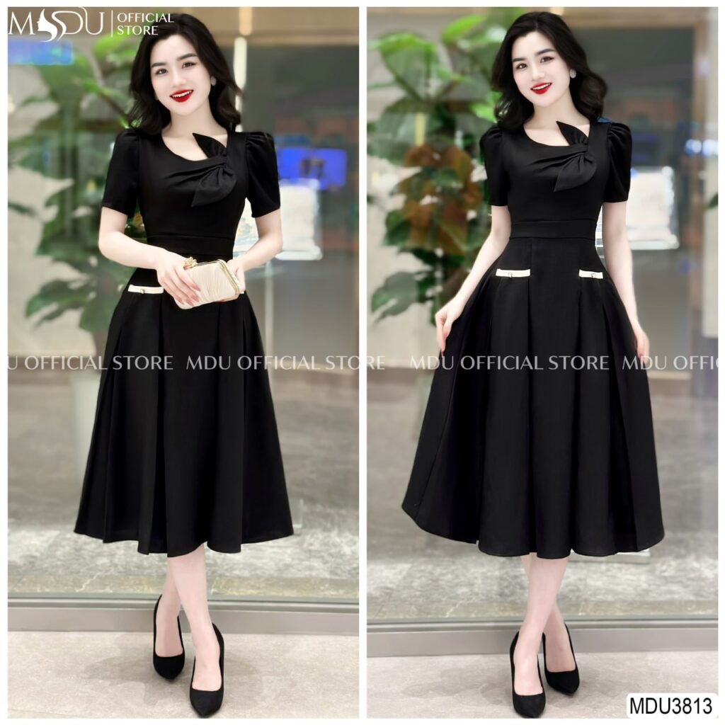10+ Mẫu Váy Đen Công Sở Sang Trọng Và Thanh Lịch Cho Nàng Công Sở 11 Váy Đen Công Sở Với Chi Tiết Bèo Nhún