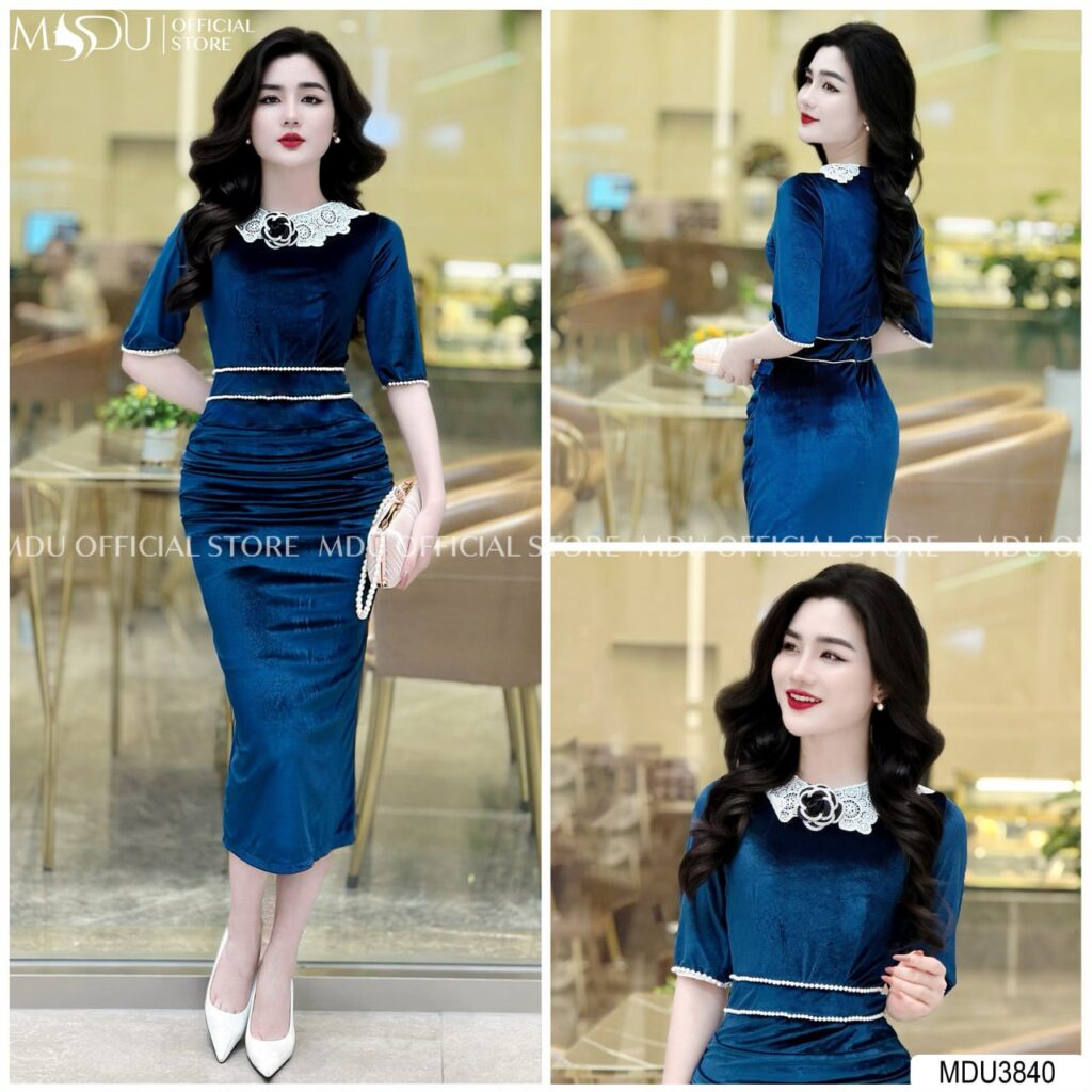 Top 10+ Mẫu Đầm Nhung Body Đẹp Giúp Bạn Tỏa Sáng Trong Các Sự Kiện Quan Trọng 13 Váy nhung body ôm sát với chi tiết thắt lưng