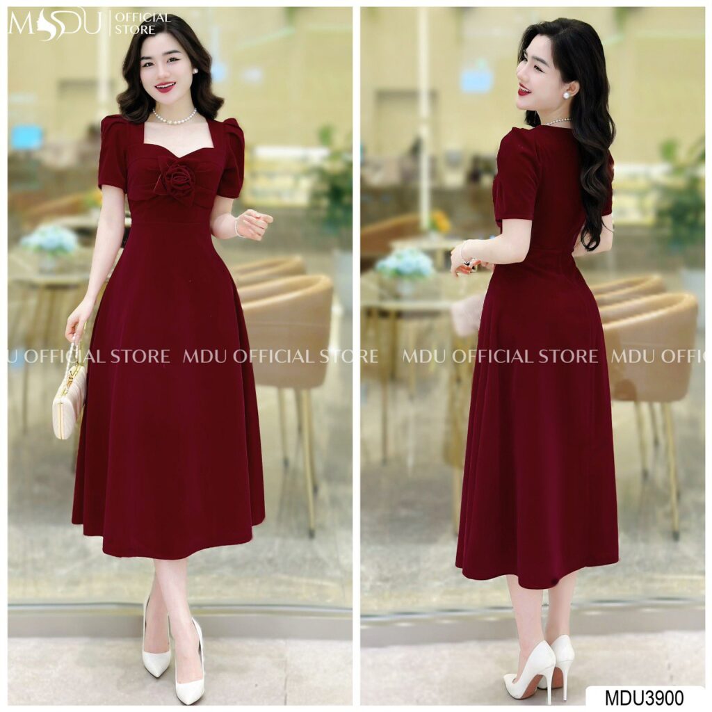 Cập Nhật Top 10+ Mẫu Đầm Nhung Dự Tiệc Sang Trọng Hot Nhất Năm 7 Đầm Nhung Dự Tiệc Cổ Vuông từ MDUfashion