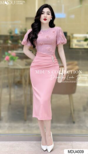 Váy Thiết Kế MDU4009 Gam Hồng Ôm Body Sự Sang Trọng Từ MDU Fashion