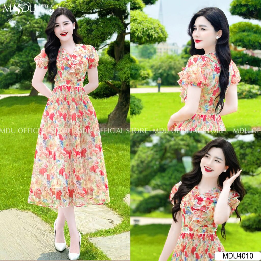 Top 5 Mẫu Váy Hoa Nhí Hàng Thiết Kế Đẹp Nhất Cho Mọi Phong Cách 4 Váy Hoa Nhí Hàng Thiết Kế Dáng Tay Bồng Nhẹ