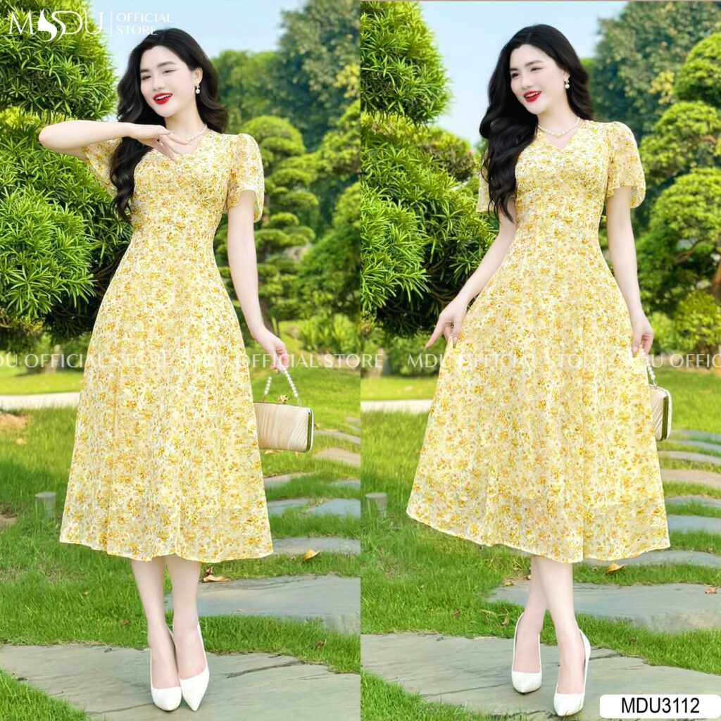 Top 5 Mẫu Váy Hoa Nhí Hàng Thiết Kế Đẹp Nhất Cho Mọi Phong Cách 5 Váy Hoa Nhí Cổ Chữ V Gợi Cảm