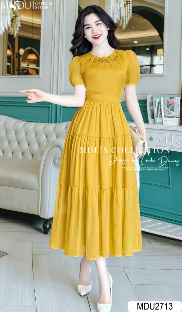 Top 10+ Mẫu Váy Thiết Kế Màu Vàng Rực Rỡ Và Thanh Lịch Cho Phái Đẹp 13 Váy Thiết Kế Màu Vàng Cổ Tròn – Đơn Giản Nhưng Tinh Tế