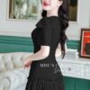 Váy Thiết Kế MDU4208 Cổ Vuông Tay Tầng Tông Đen Huyền Bí, Lịch Sự Và Sang Trọng 14 photo 2024 06 17 17 05 03 Mdu Fashion