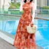 Váy Thiết Kế MDU4182 Cổ Tròn Nơ Cổ Tông Cam Pha Hoạ Tiết Hoa 5D Lôi Quấn Và Quyến Rũ 13 photo 2024 06 22 15 13 31 3 Mdu Fashion