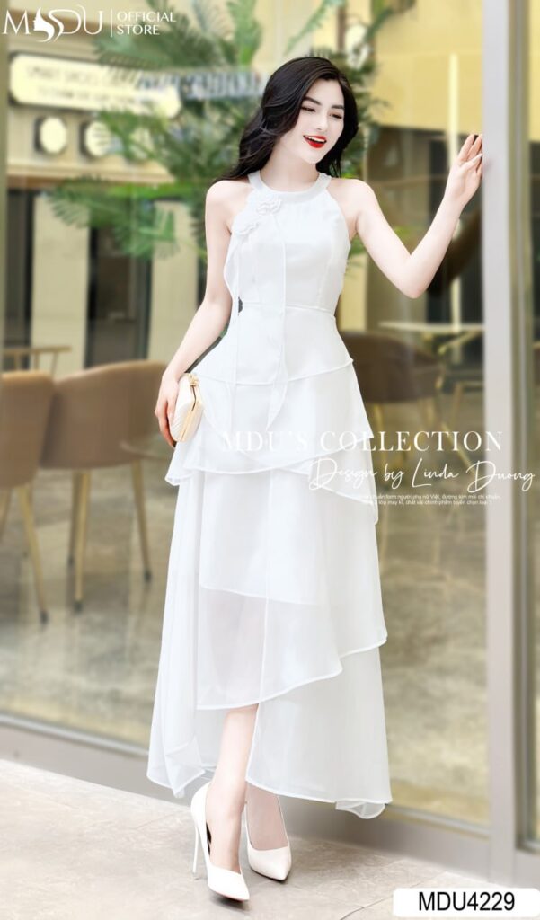 Top 10+ Mẫu Đầm Body Cổ Yếm Cao Cấp Từ Thương Hiệu Mdu Fashion 4 Đầm cổ yếm trắng tinh khôi
