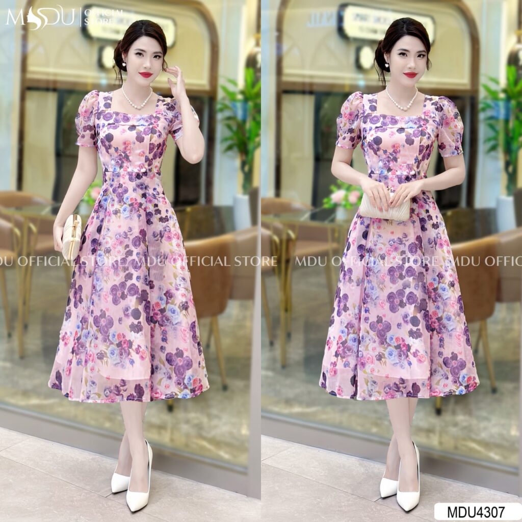 Top 5 Mẫu Váy Hoa Nhí Hàng Thiết Kế Đẹp Nhất Cho Mọi Phong Cách 3 Váy Hoa Nhí Hàng Thiết Kế Cổ Vuông Nữ Tính