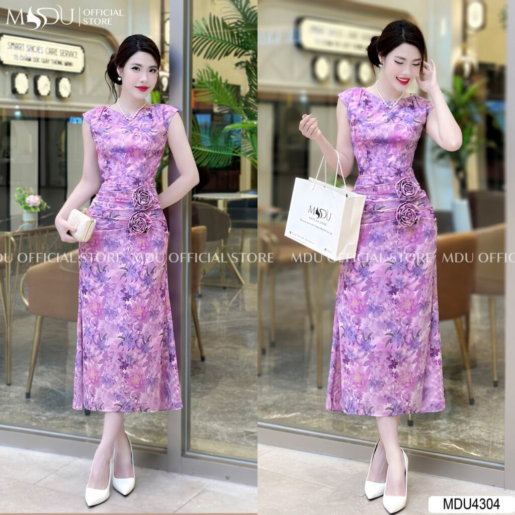 Top 10+ Đầm Phi Lụa Dự Tiệc Sang Chảnh Quyến Rũ Cho Phái Đẹp 11 Đầm Phi Lụa Họa Tiết Hoa Nữ Tính
