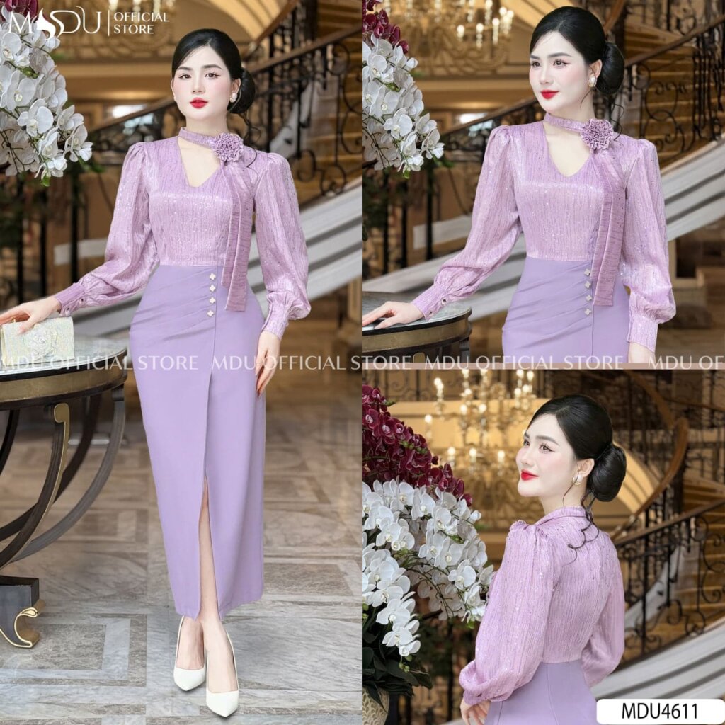 Diện Gì Đi Tiệc Cưới? Top 10+ Mẫu Váy Đầm Dự Tiệc Cưới Trẻ Trung Đẹp " Hút Mắt " 9 5. Váy Đầm Dự Tiệc Cưới Trẻ Trung Màu Tím Nhẹ Nhàng