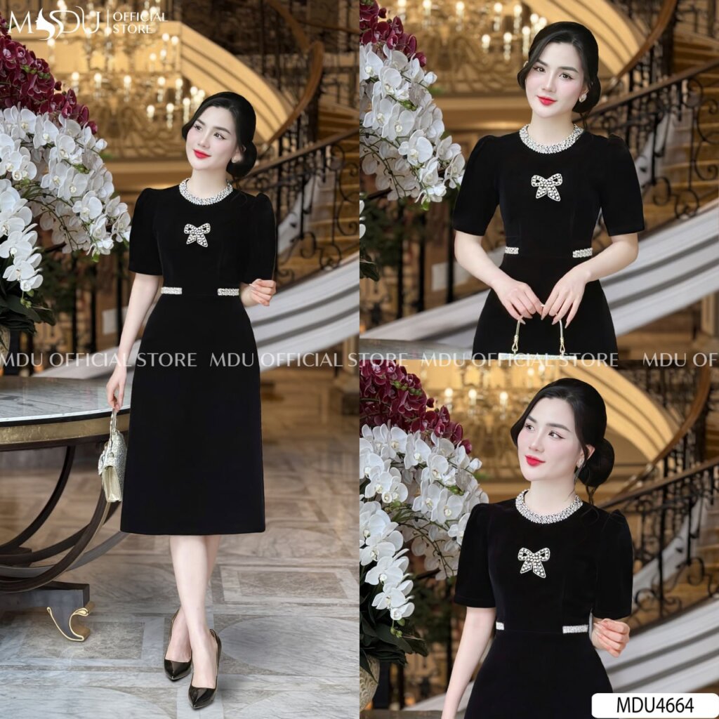 Top 6 Mẫu Váy Đen Dự Tiệc Sang Trọng Nhất 2024 Từ Thương Hiệu MDU Fashion 3 Váy Đen Dự Tiệc Đính Đá Lấp Lánh