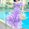 Váy Thiết Kế MDU2943 Dáng Trễ Vai Hoạ Tiết 5D Tơ Óng Sắc Tím Sang Trọng Và Cuốn Hút 8 vay thiet ke mdu2943 1 Mdu Fashion