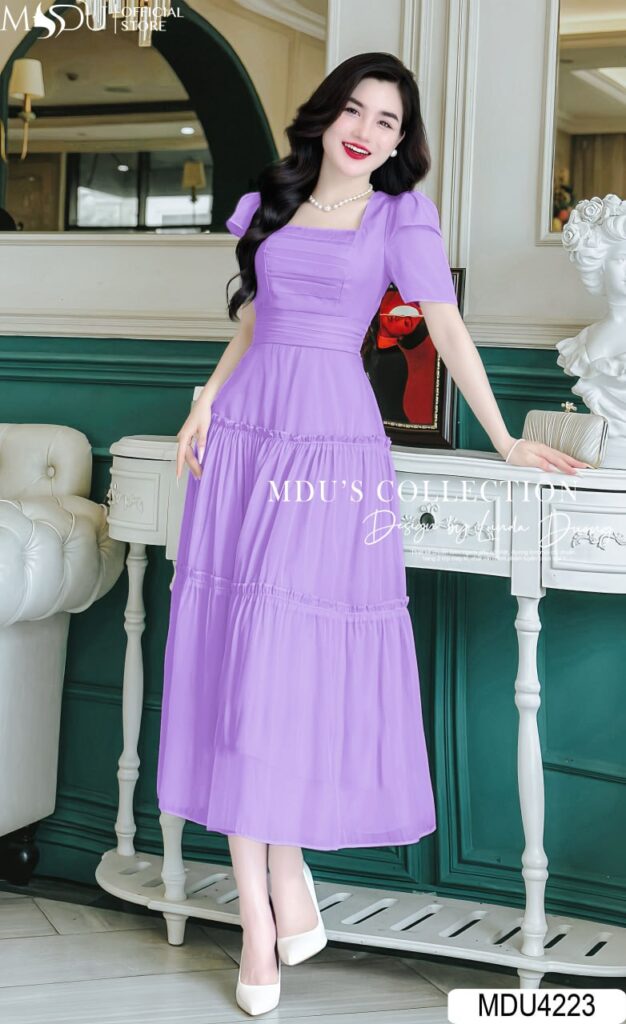 Top 10+ Mẫu Đầm Công Sở Thiết Kế Giúp Nàng Thanh Lịch Mọi Nơi 4 Đầm Công Sở Thiết Kế Cổ Vuông – Sự Kết Hợp Giữa Hiện Đại Và Sang Trọng