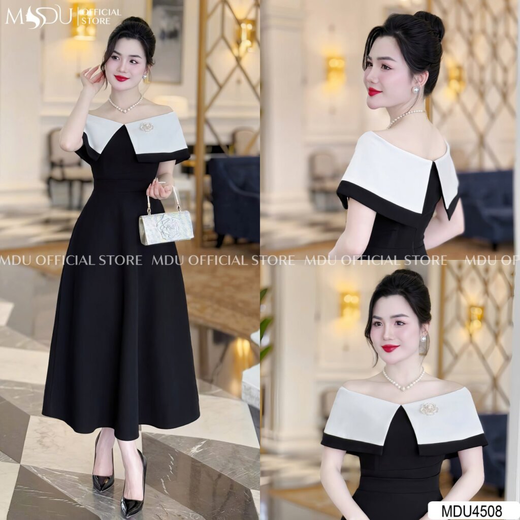 Bật Mí 8 Mẫu Đầm Dự Tiệc Cao Cấp Hàn Quốc Cho Nàng Đón Tết 4 Đầm Dự Tiệc Cao Cấp Hàn Quốc Trễ Vai