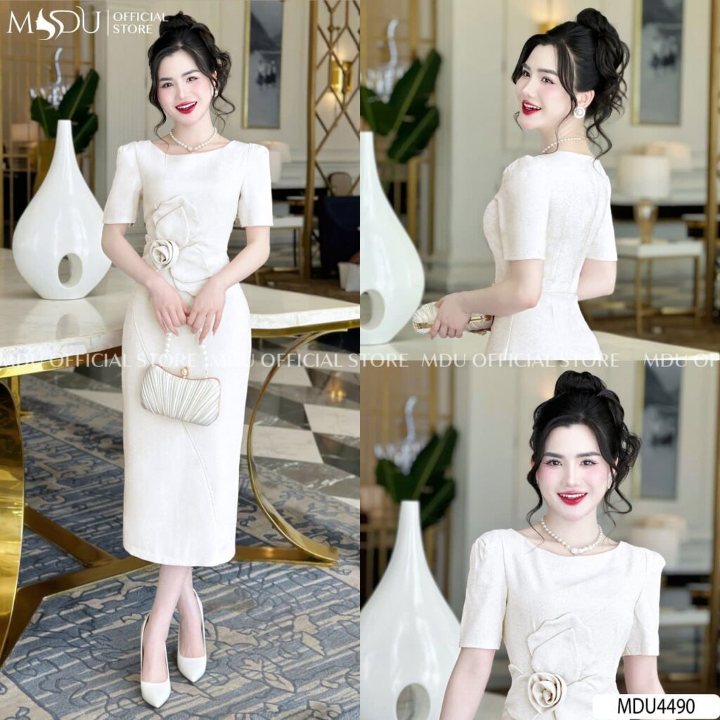 Top Những Mẫu Váy Trắng Dự Tiệc Cao Cấp, Nổi Bật Từ MDU Fashion 4 Váy Trắng Dự Tiệc Ôm Body Tôn Dáng