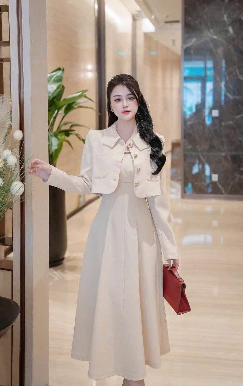 10+ Mẫu Đầm Chữ A Công Sở - Bí Kíp Tỏa Sáng Nơi Văn Phòng 12 Kết Hợp Đầm Chữ A Công Sở Với Áo Khoác