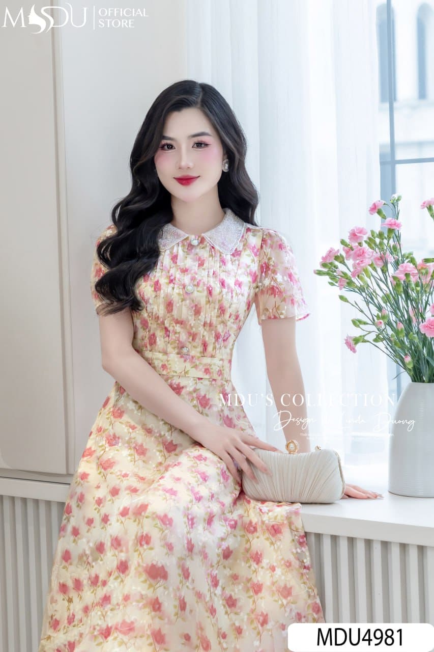 Đầm Dự Tiệc Tiểu Thư – Vẻ Đẹp Thanh Lịch, Ngọt Ngào Và Cuốn Hút 6 Đầm dự tiệc tiểu thư hoa nhí dáng xòe
