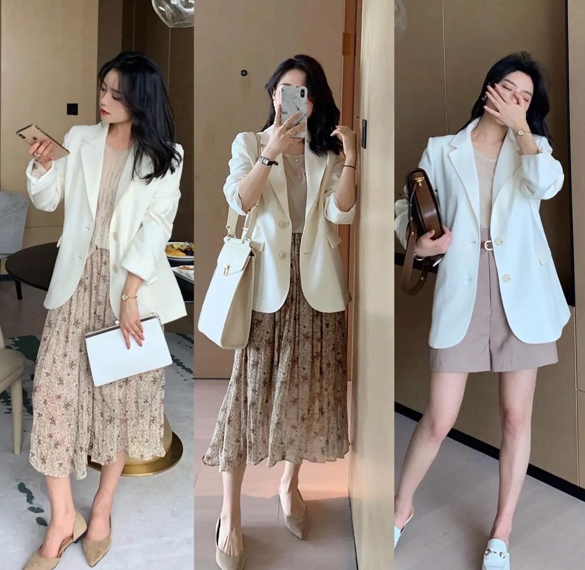 Bí Quyết Diện Đầm Hoa Nhí Công Sở Đẹp Mê – Nhẹ Nhàng Chuẩn Thanh Lịch 10 Layering Đầm Hoa Nhí Công Sở Với Áo Khoác Ngoài