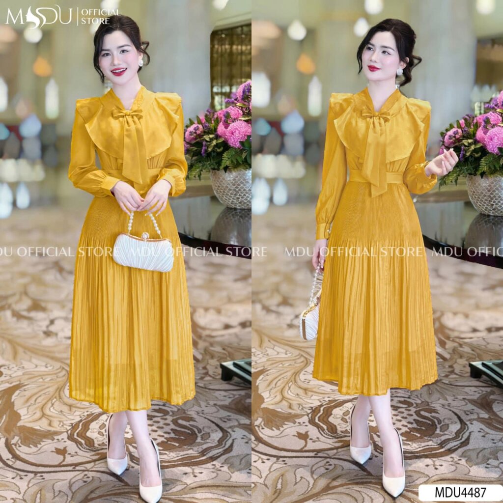 Top 10+ Mẫu Đầm Màu Vàng Dự Tiệc - Sang Trọng Và Thời Thượng 5 Đầm Màu Vàng Dự Tiệc Dáng Xếp Ly Xòe Cuốn Hút