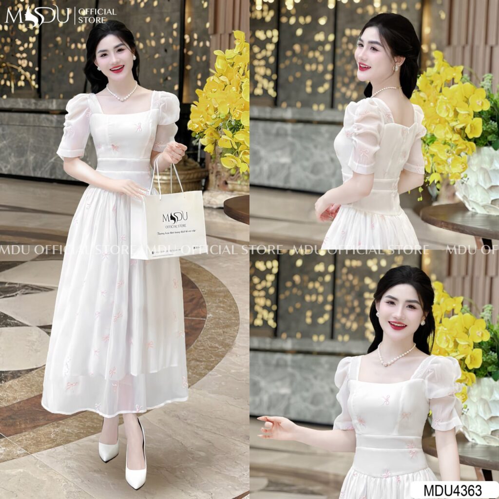 10+ Mẫu Váy Trắng Công Sở Thanh Lịch, Tôn Vẻ Đẹp Tinh Khôi 12 Đầm Trắng Công Sở Với Chi Tiết Bèo Nhún