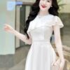 Váy Thiết Kế MDU4163 Màu Trắng Thanh Lịch Dáng Dài Đính Hoa Độc Đáo 10 vay thiet ke mdu4163 1 Mdu Fashion