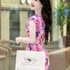 Váy Thiết Kế MDU4196 Dáng Dài Tay Hến Phối Họa Tiết Hoa Tím 10 vay thiet ke mdu4196 1 Mdu Fashion