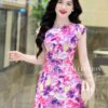 Váy Thiết Kế MDU4196 Dáng Dài Tay Hến Phối Họa Tiết Hoa Tím 9 vay thiet ke mdu4196 2 Mdu Fashion