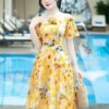 Váy Thiết Kế MDU4201 Màu Vàng Trễ Vai Phối Hoa Màu Sắc Cuốn Hút 11 vay thiet ke mdu4201 Mdu Fashion