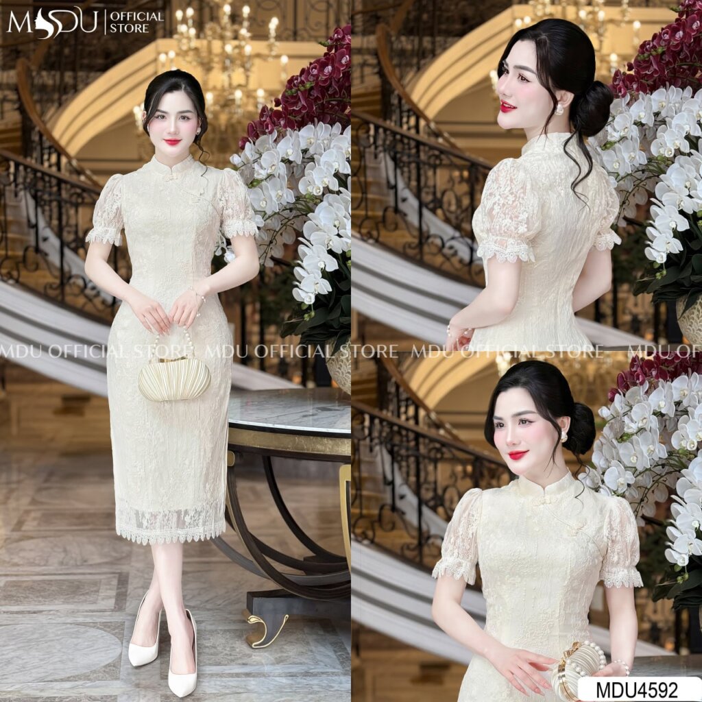 Top 6 Mẫu Váy Body Dài Qua Gối Từ MDU Fashion 3 Váy body dài qua gối tay bồng