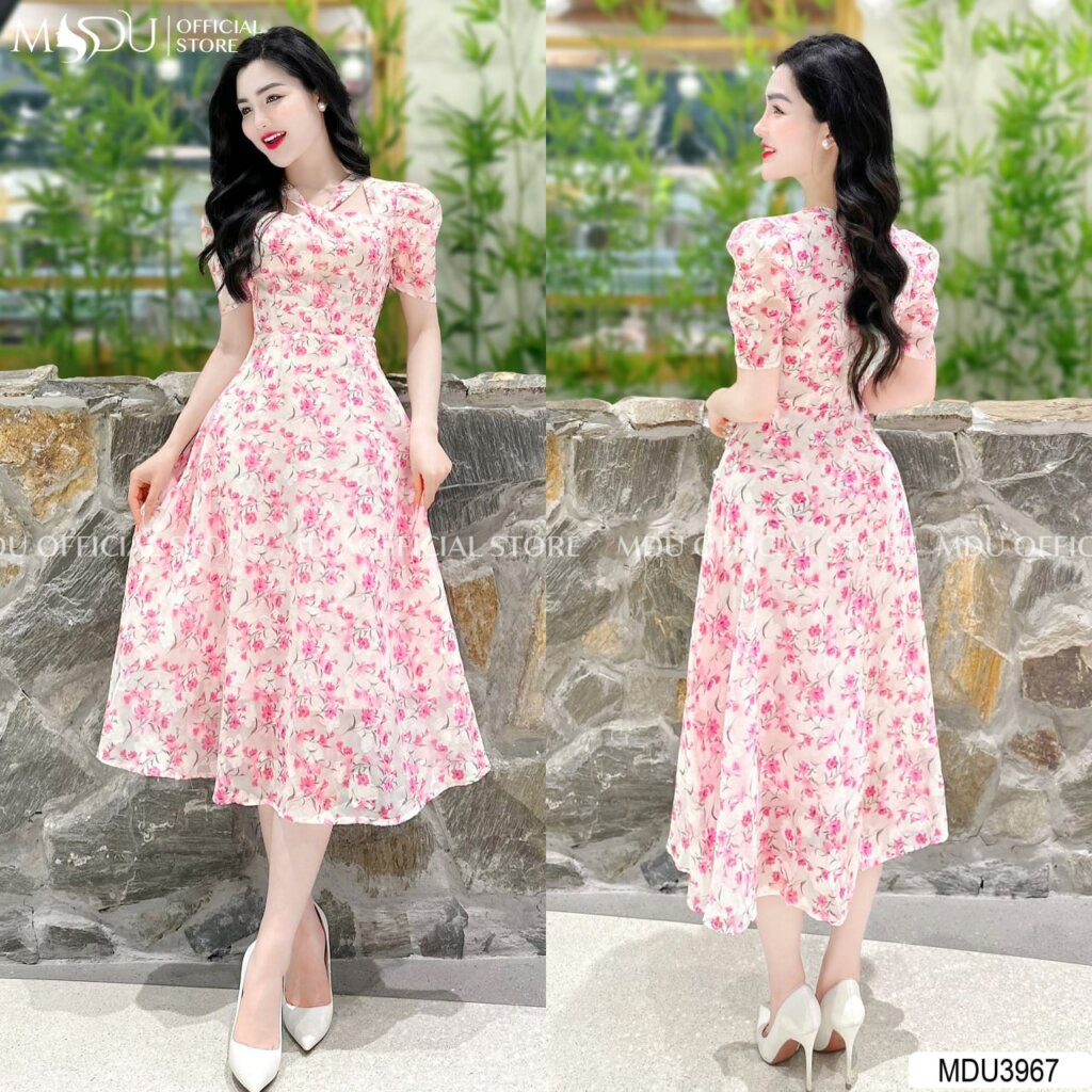 Top 10+ Mẫu Đầm Hoa Nhí Dáng Dài Thanh Lịch Và Đầy Duyên Dáng Đến Từ MDU Fashion 7 Đầm Hoa Nhí Kiểu Dài Tay Bồng - Nét Chấm Phá Đầy Cá Tính