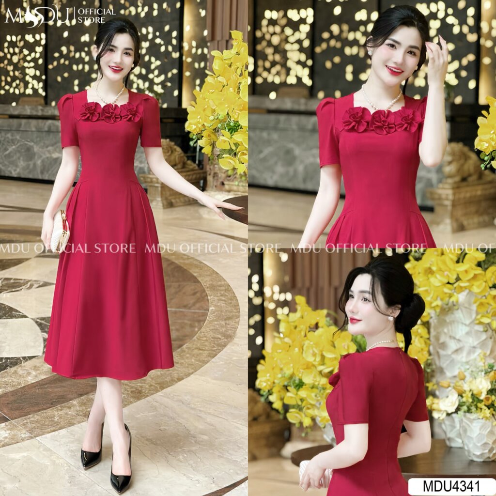 Top 10+ Mẫu Váy Công Chúa Màu Đỏ Sang Trọng Và Quyến Rũ Cho Mọi Sự Kiện 7 Váy công chúa đỏ cổ vuông hiện đại