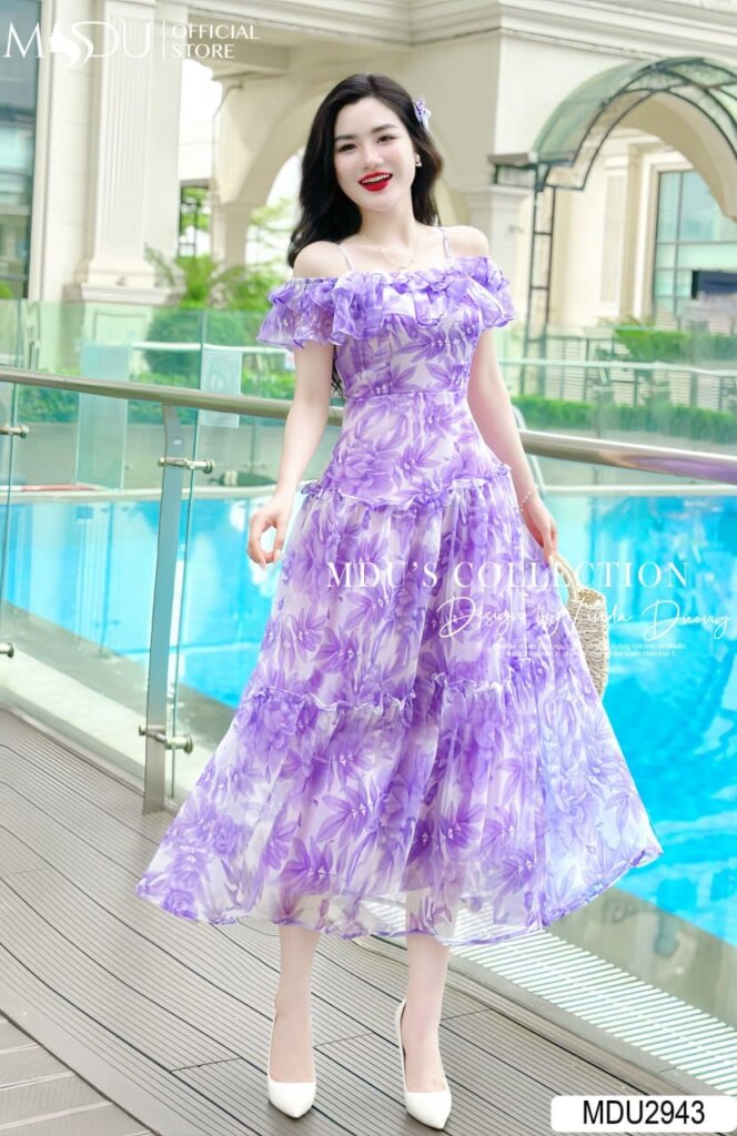 Top 10+ Mẫu Đầm 2 Dây Dáng Dài Cuốn Hút - Tôn Vinh Nét Đẹp Từ MDU Fashion 8 Đầm 2 dây dáng dài gam màu tím tinh tế – Sự thanh lịch đến từ sự đơn giản