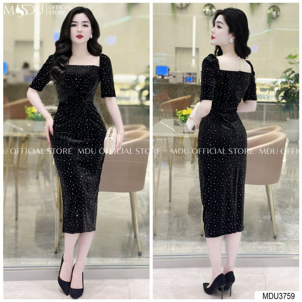 Top 10+ Mẫu Váy Body Đen Từ Mdu Fashion – Sang Trọng, Tinh Tế & Dễ Phối Đồ 14 Đầm body đen cổ khoét lưng