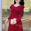 Váy Thiết Kế MDU2199 – Màu Đỏ Đô Tay Dài Đính Hoa Cách Điệu Tạo Điểm Nhấn 10 photo 2023 10 16 16 34 2 Mdu Fashion