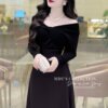 Váy Thiết Kế MDU3642 – Màu Đen Quý Phái Cùng Chất Liệu Nhũ Co Giãn Dày Dặn Trễ Vai Tạo Thêm Điểm Nhấn Cho Váy 10 vay thiet ke mdu3642 2 Mdu Fashion