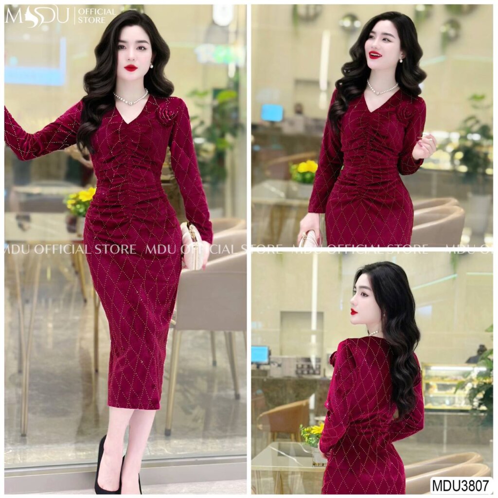 Top 10+ Mẫu Váy Body Đẹp Nhất từ MDU Fashion: Sang Trọng và Quyến Rũ 13 Váy Body Đỏ Đô Chất Nhung Cao Cấp