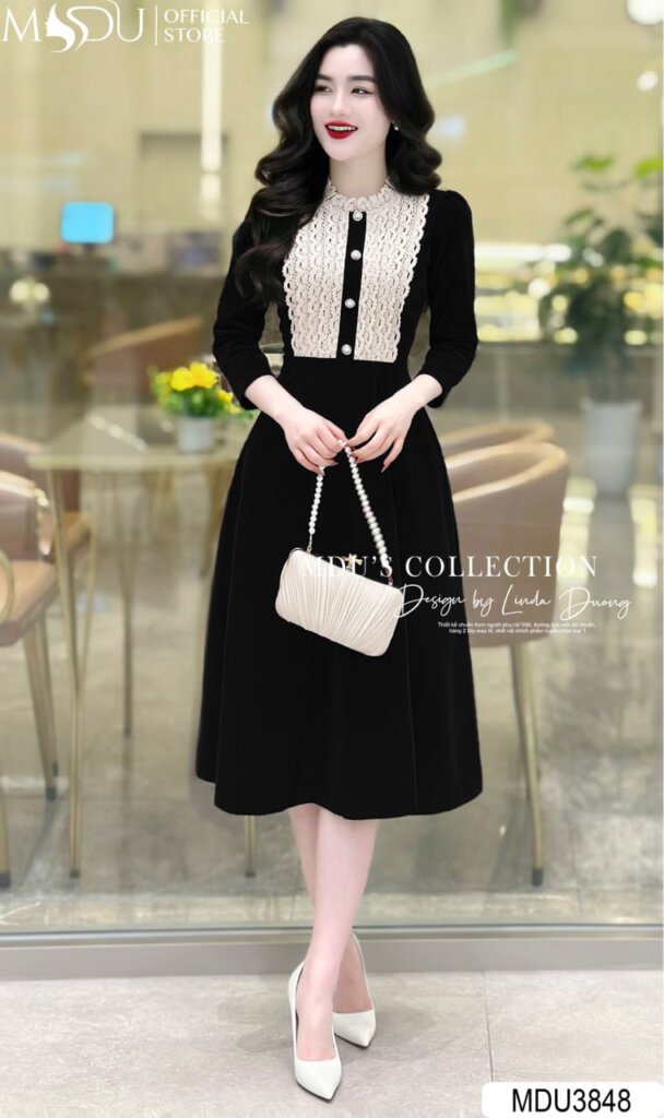 Top 10+ Mẫu Đầm Chữ A Dáng Dài Sang Trọng Tinh Tế Đến Từ Nhà MDU Fashion 4 Đầm Chữ A Dáng Dài Họa Tiết Tinh Tế