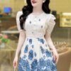 Váy Thiết Kế MDU4006 – Tông Trắng Phối Cùng Họa Tiết Hoa Xanh Dịu Mát 8 vay thiet ke mdu4006 2 Mdu Fashion