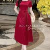 Váy Thiết Kế MDU4230 Màu Đỏ Dáng Xếp Ly Vạt Chéo Tinh Tế 10 vay thiet ke mdu4230 3 Mdu Fashion