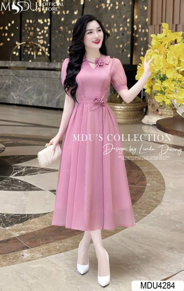 Top 10+ Mẫu Váy Hồng Pastel Dự Tiệc Đẹp Nhẹ Nhàng Từ MDU Fashion 10 Váy hồng Pastel Dự Tiệc cổ V
