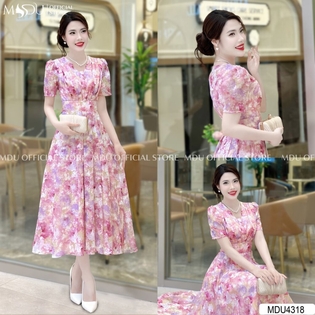 10+ Mẫu Đầm Hoa Nhí Công Sở Giúp Nàng Tỏa Sáng Mỗi Ngày 4 Đầm Công Sở Hoa Nhí Cổ Chữ V