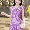 Váy Thiết Kế MDU4355 – Dáng Dài Màu Tím Thanh Lịch Đính Hoa Ở Cổ Cách Điệu 11 vay thiet ke mdu4355 2 Mdu Fashion