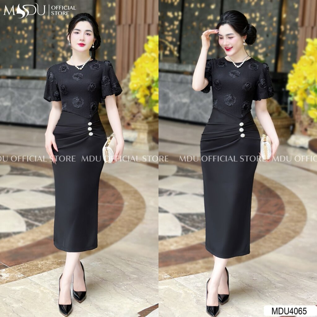Top 10+ Đầm Body Mang Giày Thể Thao Độc Đáo Từ MDU Fashion - Thương Hiệu Thiết Kế Cao Cấp 3 Đầm body thun ôm màu đen phối với giày thể thao trắng