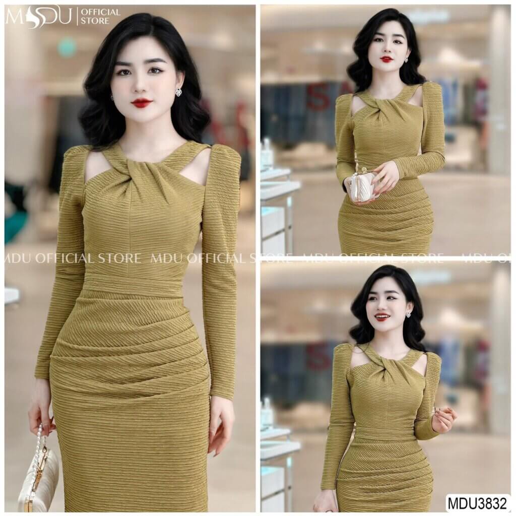 Top 10+ Mẫu Váy Body Trễ Vai Dài Tay Sang Trọng Và Quyến Rũ Cho Mọi Sự Kiện 6 Váy body trễ vai dài tay ren tinh tế