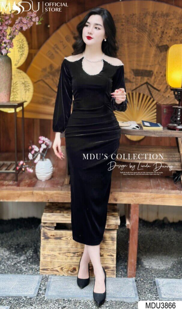 Top 10+ Mẫu Đầm Body Tay Dài Quyến Rũ Và Thanh Lịch Từ MDU Fashion 8 Váy body tay dài nhung mềm mại