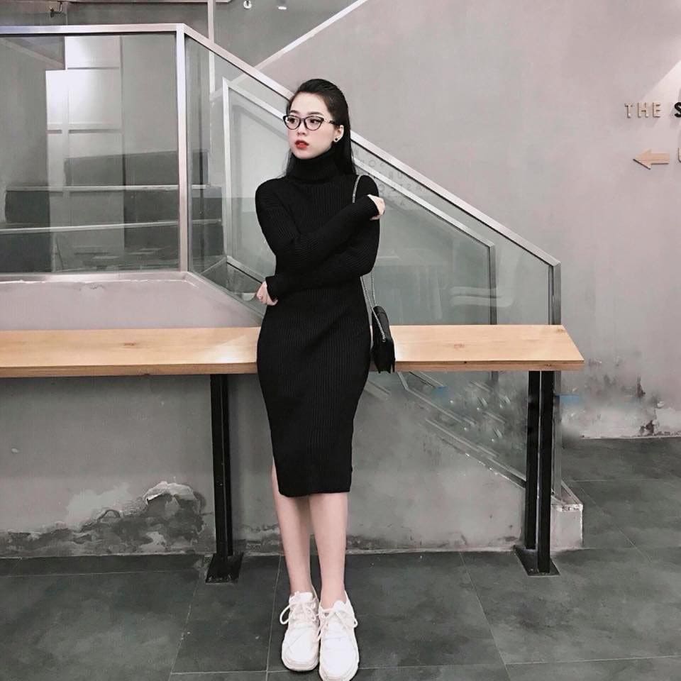 Váy Len Body: Bí Kíp Tôn Dáng, Xinh Xắn Và Siêu Thời Trang Cho Các Nàng 13 Váy Len Body Cổ Lọ